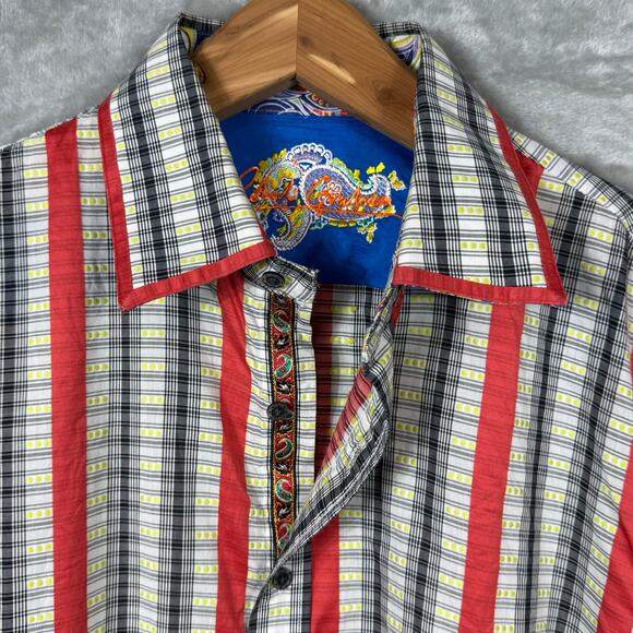 Robert Graham Button Shirt Mens XL Striped Colorful Vibrant Paisley Flip Cuff - Picture 3 of 13